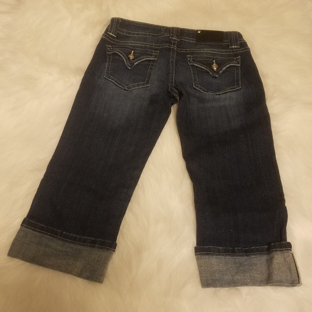 Vigoss Rhinestone Button Capri's Size 3 - image 3